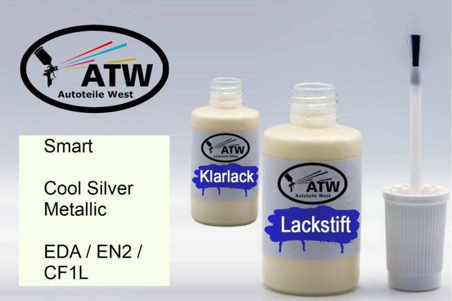 Smart, Cool Silver Metallic, EDA / EN2 / CF1L: 20ml Lackstift + 20ml Klarlack - Set, von ATW Autoteile West.
